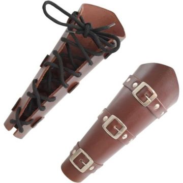 Medieval Warrior Adults Faux Leather Brown Arm Guard Pair BR
